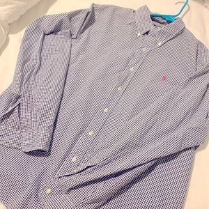 Mens XL Ralph Lauren dress shirt navy gingham